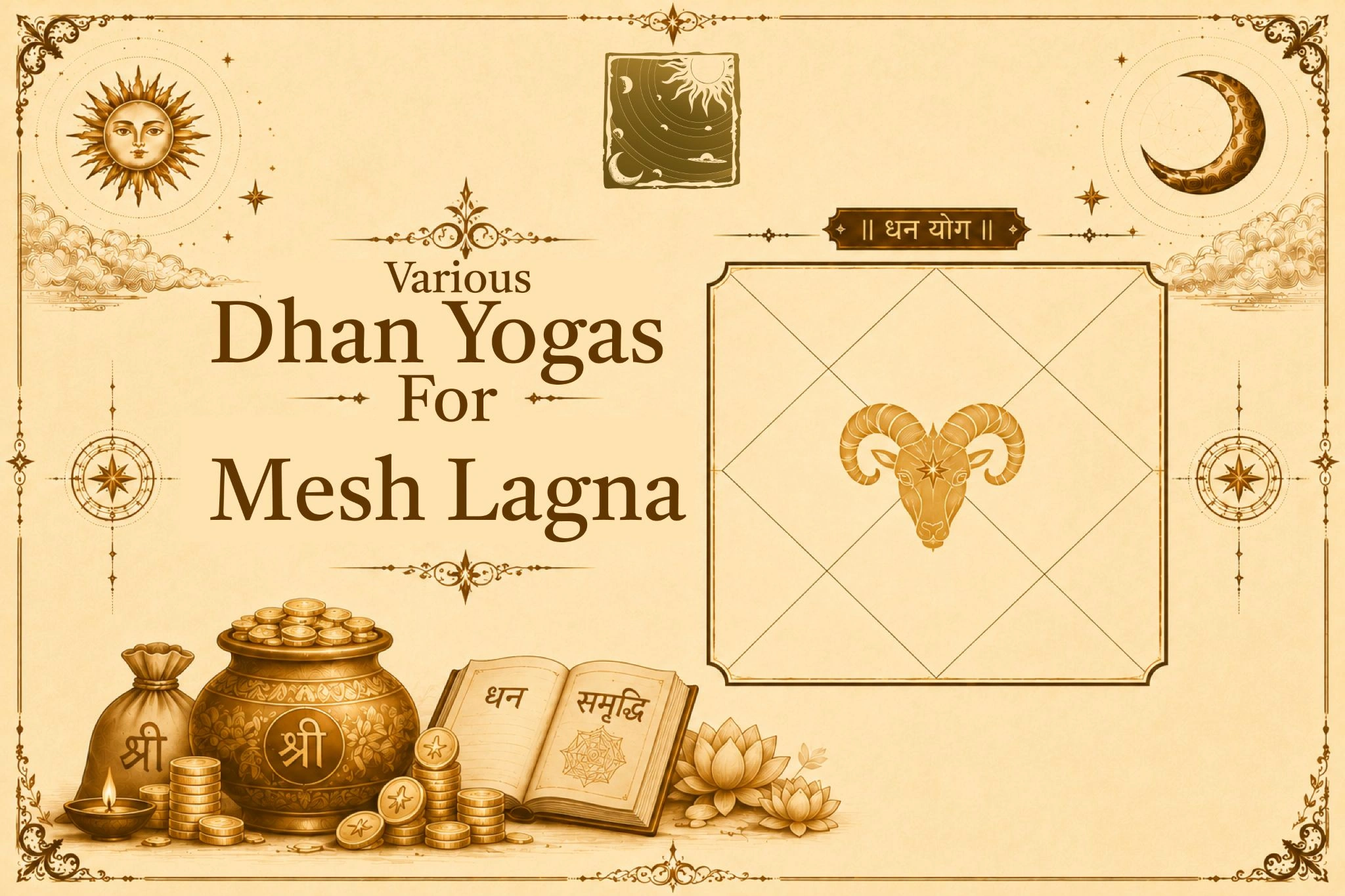 Various Dhan Yogas for Mesh Lagna