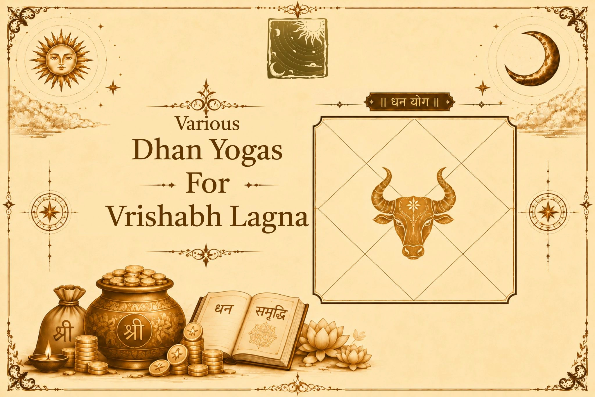 Various Dhan Yogas for Vrishabh Lagna
